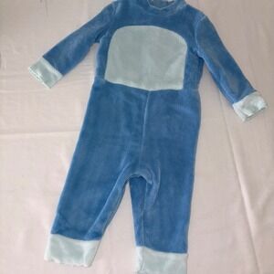 Bluey Blue Fleece Pajamas Onesie Jumpsuit Costume Kids Size S P 12T